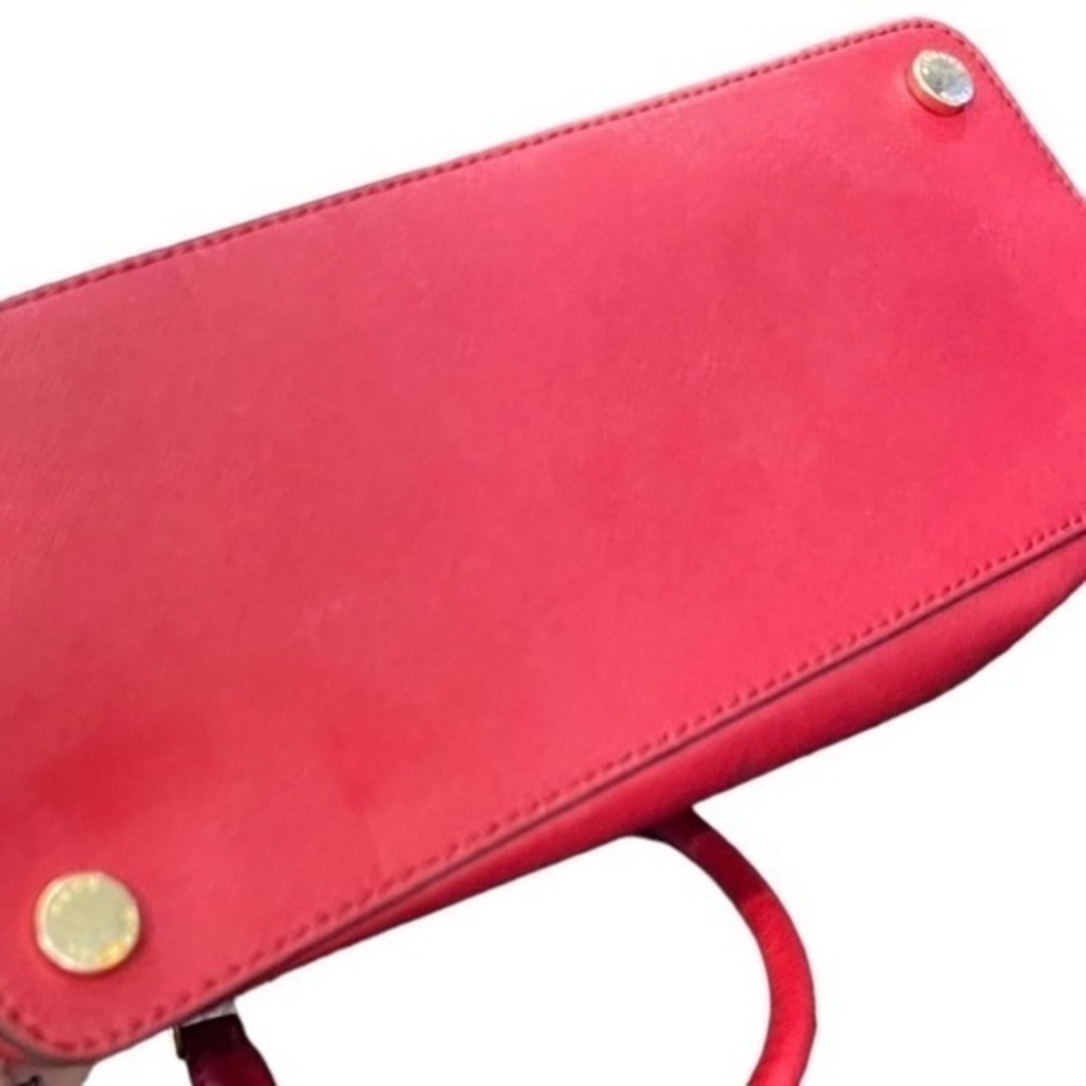🎉SALE🎉 Michael Kors Dome Emmy Saffiano Leather Bag‎ Red Gold Hardware CLASSIC - Picture 8 of 12